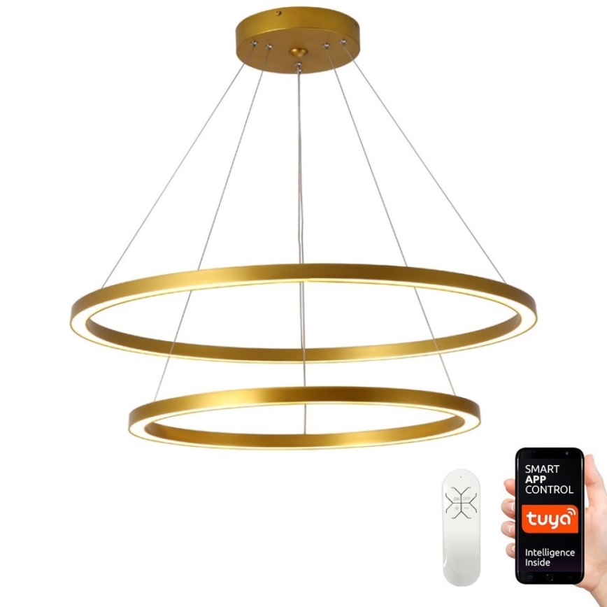 Immax NEO 07159-G80-60 - LED ljusreglerad ljuskrona på snöre FINO LED/93W/230V Tuya gyllene + fjärrkontroll