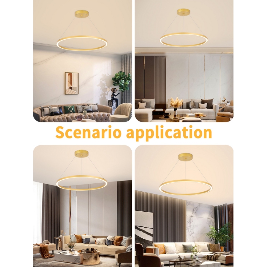 Immax NEO 07159-G80 - LED ljusreglerad ljuskrona på snöre FINO LED/60W/230V Tuya gyllene + fjärrkontroll