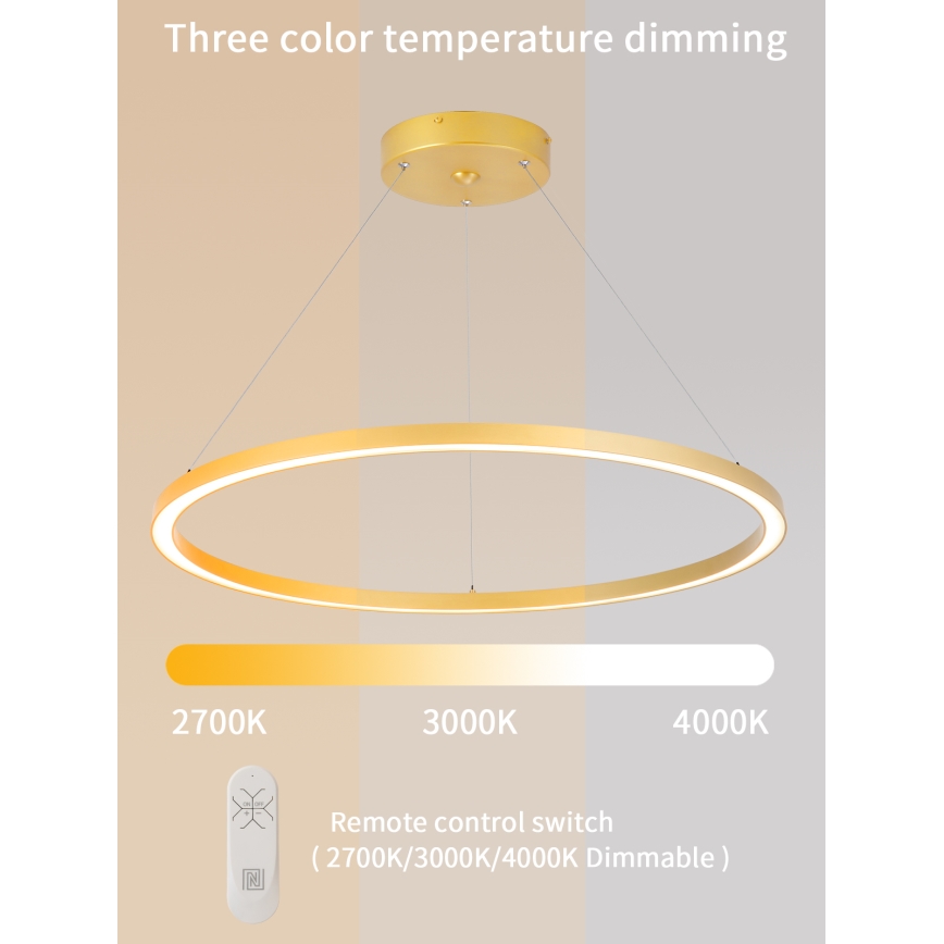 Immax NEO 07159-G80 - LED ljusreglerad ljuskrona på snöre FINO LED/60W/230V Tuya gyllene + fjärrkontroll