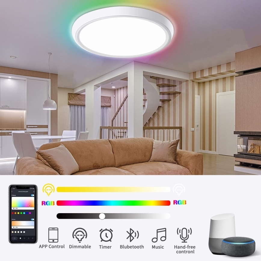Immax NEO 07164-40 - LED RGB+CCT Ljusreglerad taklampa NEO LITE TUDO LED/50W/230V Wi-Fi Tuya +remote kontroll
