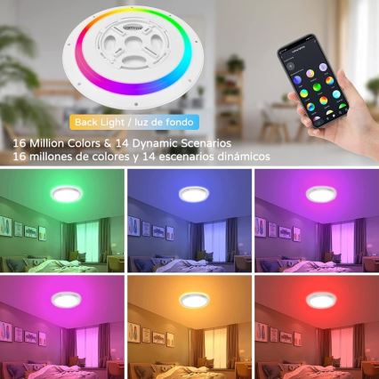 Immax NEO 07164-40 - LED RGB+CCT Ljusreglerad taklampa NEO LITE TUDO LED/50W/230V Wi-Fi Tuya +remote kontroll