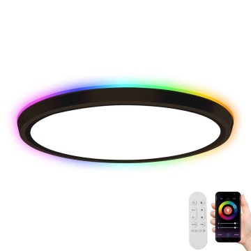 Immax NEO 07166-B40 - LED RGB+CCT Ljusreglerad taklampa NEO LITE TUDO LED/50W/230V Wi-Fi Tuya svart + fjärrkontroll