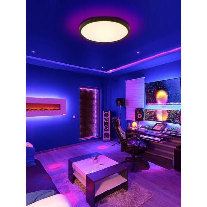 Immax NEO 07166-B40 - LED RGB+CCT dimbar taklampa NEO LITE TUDO LED/50W/230V Wi-Fi Tuya svart + fjärrkontroll