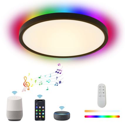 Immax NEO 07166-B40 - LED RGB+CCT dimbar taklampa NEO LITE TUDO LED/50W/230V Wi-Fi Tuya svart + fjärrkontroll