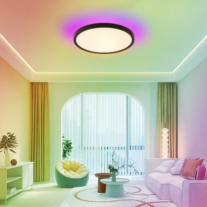 Immax NEO 07166-B40 - LED RGB+CCT Ljusreglerad taklampa NEO LITE TUDO LED/50W/230V Wi-Fi Tuya svart + fjärrkontroll