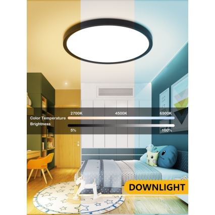 Immax NEO 07166-B40 - LED RGB+CCT Ljusreglerad taklampa NEO LITE TUDO LED/50W/230V Wi-Fi Tuya svart + fjärrkontroll