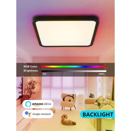 Immax NEO 07167-B40 - LED RGB+CCT dimbar taklampa NEO LITE TUDO LED/50W/230V Wi-Fi Tuya svart + fjärrkontroll