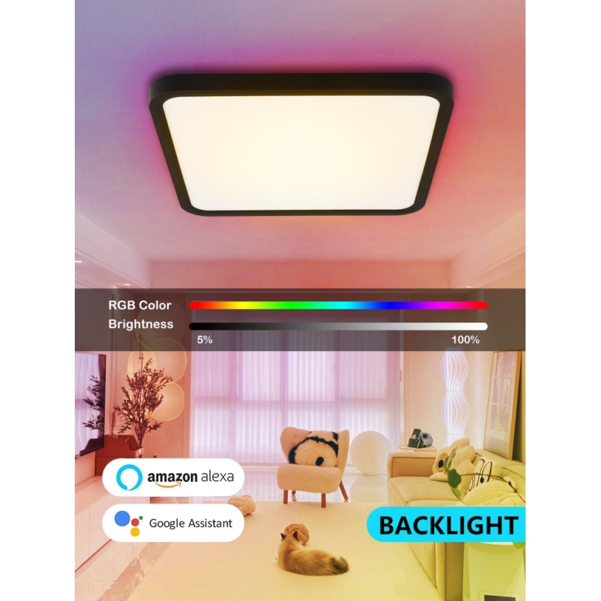 Immax NEO 07167-B40 - LED RGB+CCT dimbar taklampa NEO LITE TUDO LED/50W/230V Wi-Fi Tuya svart + fjärrkontroll