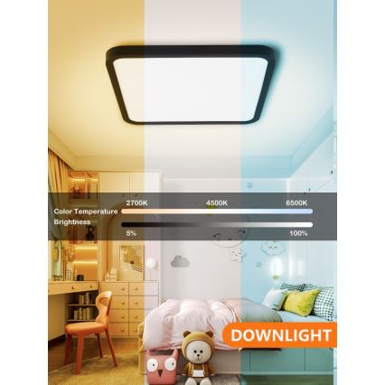 Immax NEO 07167-B40 - LED RGB+CCT Ljusreglerad taklampa NEO LITE TUDO LED/50W/230V Wi-Fi Tuya svart + fjärrkontroll