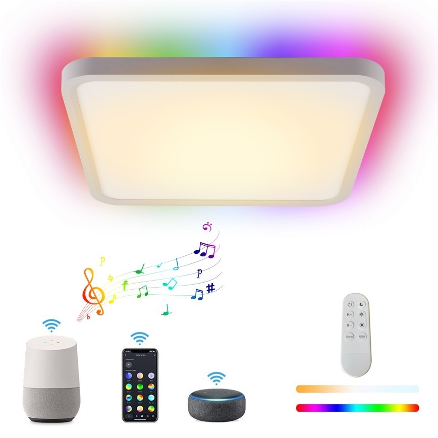 Immax NEO 07168-W40 - LED RGB+CCT Dimbar taklampa NEO LITE TUDO LED/50W/230V Wi-Fi Tuya vit + fjärrkontroll