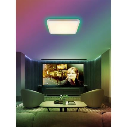 Immax NEO 07168-W40 - LED RGB+CCT Ljusreglerad taklampa NEO LITE TUDO LED/50W/230V Wi-Fi Tuya vit + fjärrkontroll