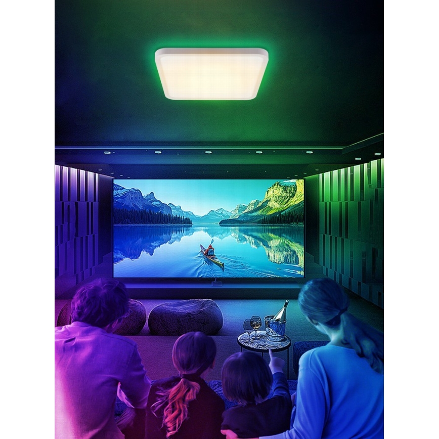 Immax NEO 07168-W40 - LED RGB+CCT Ljusreglerad taklampa NEO LITE TUDO LED/50W/230V Wi-Fi Tuya vit + fjärrkontroll