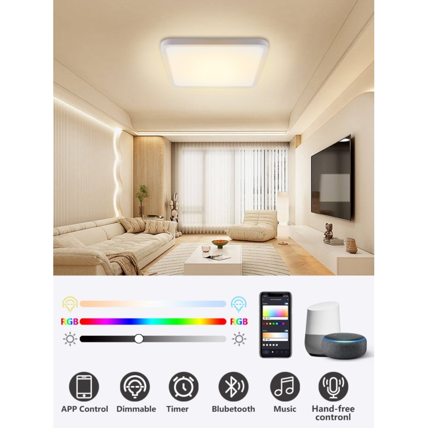Immax NEO 07168-W40 - LED RGB+CCT Ljusreglerad taklampa NEO LITE TUDO LED/50W/230V Wi-Fi Tuya vit + fjärrkontroll