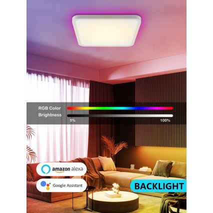 Immax NEO 07168-W40 - LED RGB+CCT Ljusreglerad taklampa NEO LITE TUDO LED/50W/230V Wi-Fi Tuya vit + fjärrkontroll