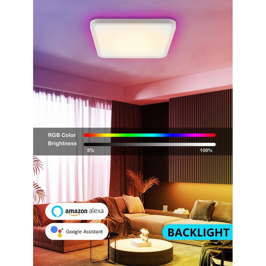 Immax NEO 07168-W40 - LED RGB+CCT Ljusreglerad taklampa NEO LITE TUDO LED/50W/230V Wi-Fi Tuya vit + fjärrkontroll