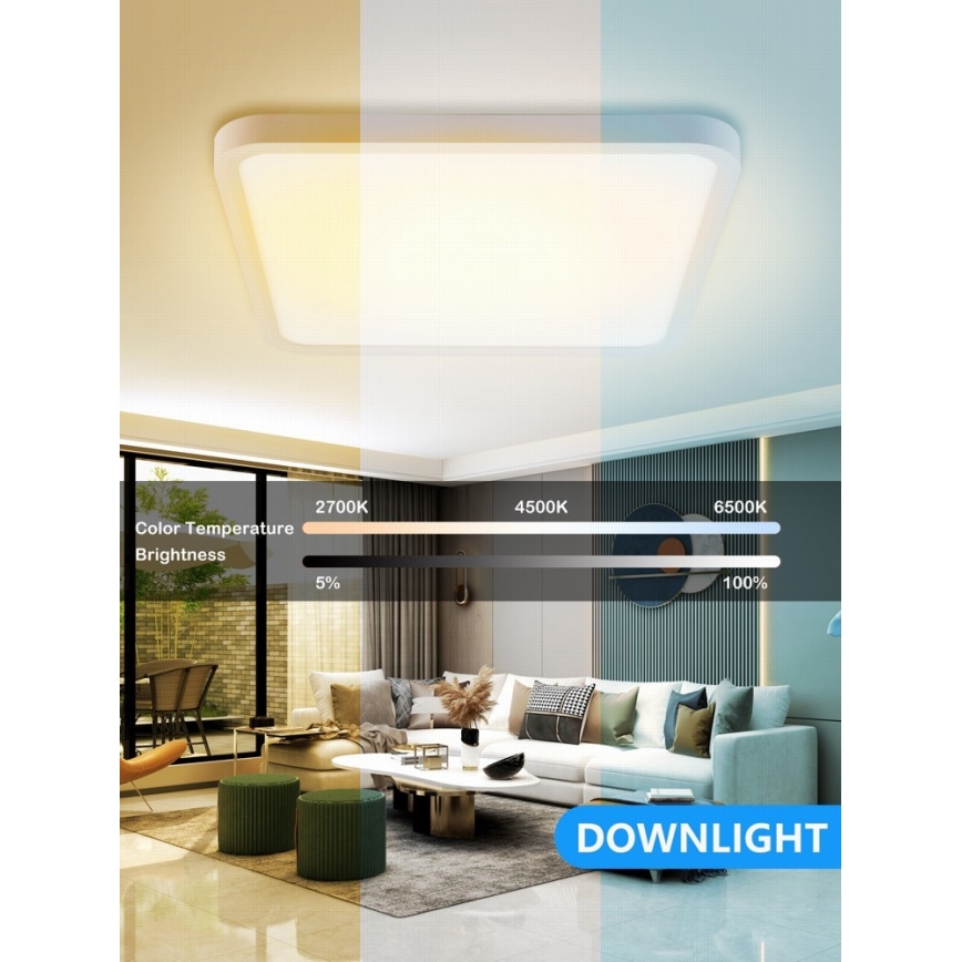 Immax NEO 07168-W40 - LED RGB+CCT Ljusreglerad taklampa NEO LITE TUDO LED/50W/230V Wi-Fi Tuya vit + fjärrkontroll