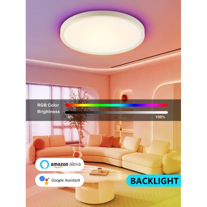 Immax NEO 07169-W60 - LED RGB+CCT Ljusreglerad taklampa NEO LITE TUDO 65W/230V 2700-6500K Wi-Fi Tuya + fjärrkontroll vit