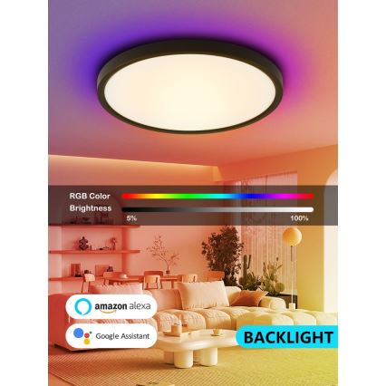 Immax NEO 07170-B60 - LED RGB+CCT Ljusreglerad taklampa NEO LITE TUDO LED/65W/230V 2700-6500K Wi-Fi Tuya svart + fjärrkontroll