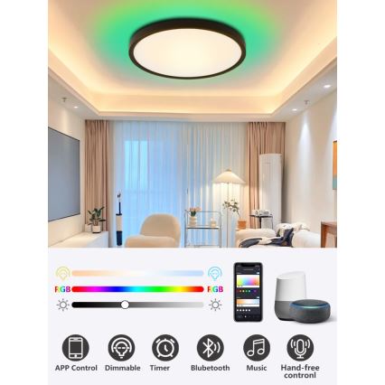 Immax NEO 07170-B60 - LED RGB+CCT Ljusreglerad taklampa NEO LITE TUDO LED/65W/230V 2700-6500K Wi-Fi Tuya svart + fjärrkontroll