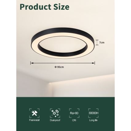 Immax NEO 07210L - LED Dimbar taklampa PASTEL LED/68W/230V 95 cm svart Tuya + fjärrkontroll