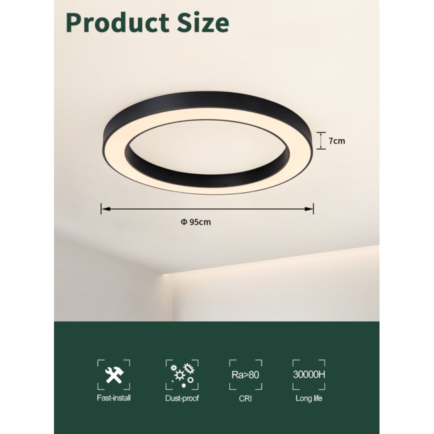 Immax NEO 07210L - LED Dimbar taklampa PASTEL LED/68W/230V 95 cm svart Tuya + fjärrkontroll
