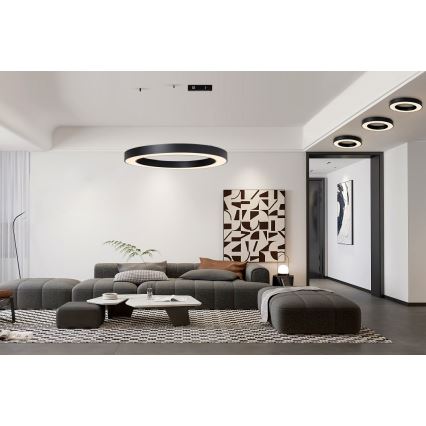 Immax NEO 07211L - LED ljusreglerad ljuskrona på textilsladd PASTEL LED/68W/230V 2700-6500K Tuya svart + fjärrkontroll