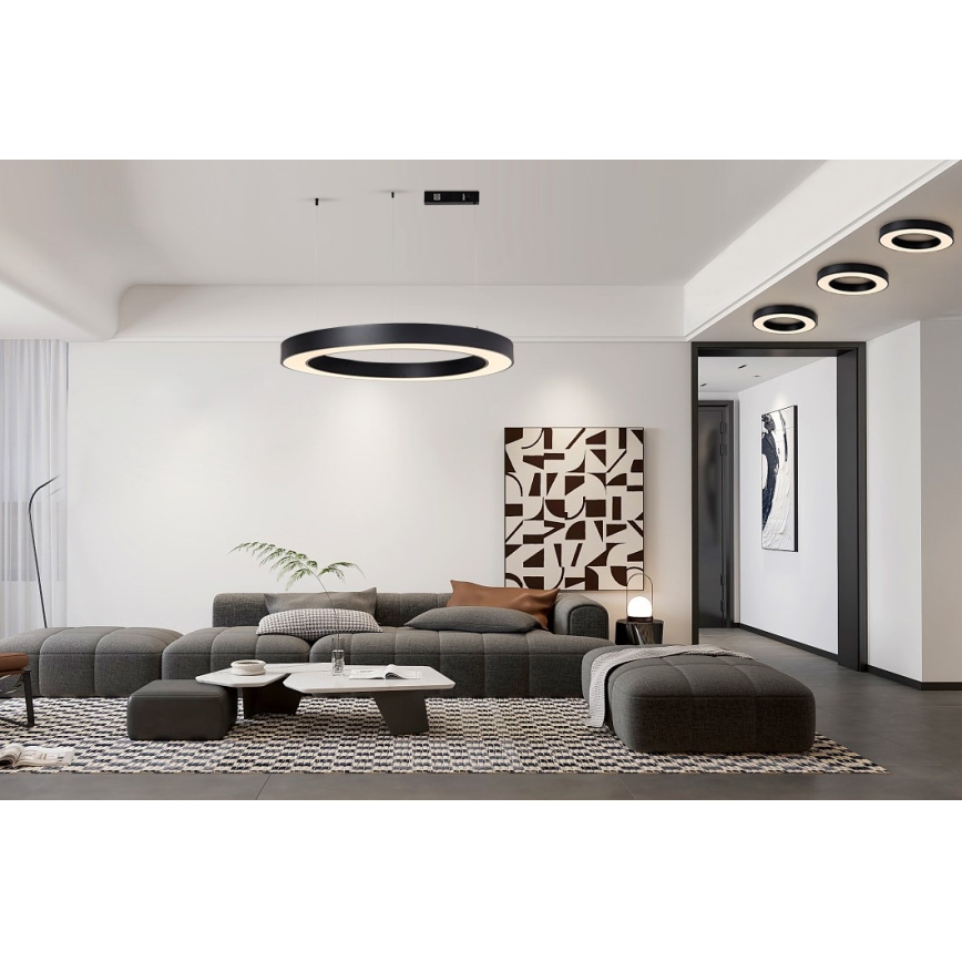 Immax NEO 07211L - LED ljusreglerad ljuskrona på textilsladd PASTEL LED/68W/230V 2700-6500K Tuya svart + fjärrkontroll
