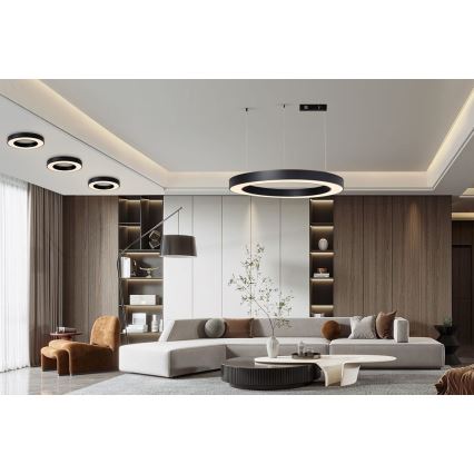 Immax NEO 07211L - LED ljusreglerad ljuskrona på textilsladd PASTEL LED/68W/230V 2700-6500K Tuya svart + fjärrkontroll