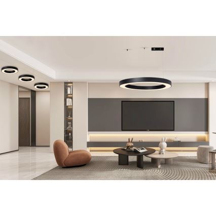 Immax NEO 07211L - LED ljusreglerad ljuskrona på textilsladd PASTEL LED/68W/230V 2700-6500K Tuya svart + fjärrkontroll