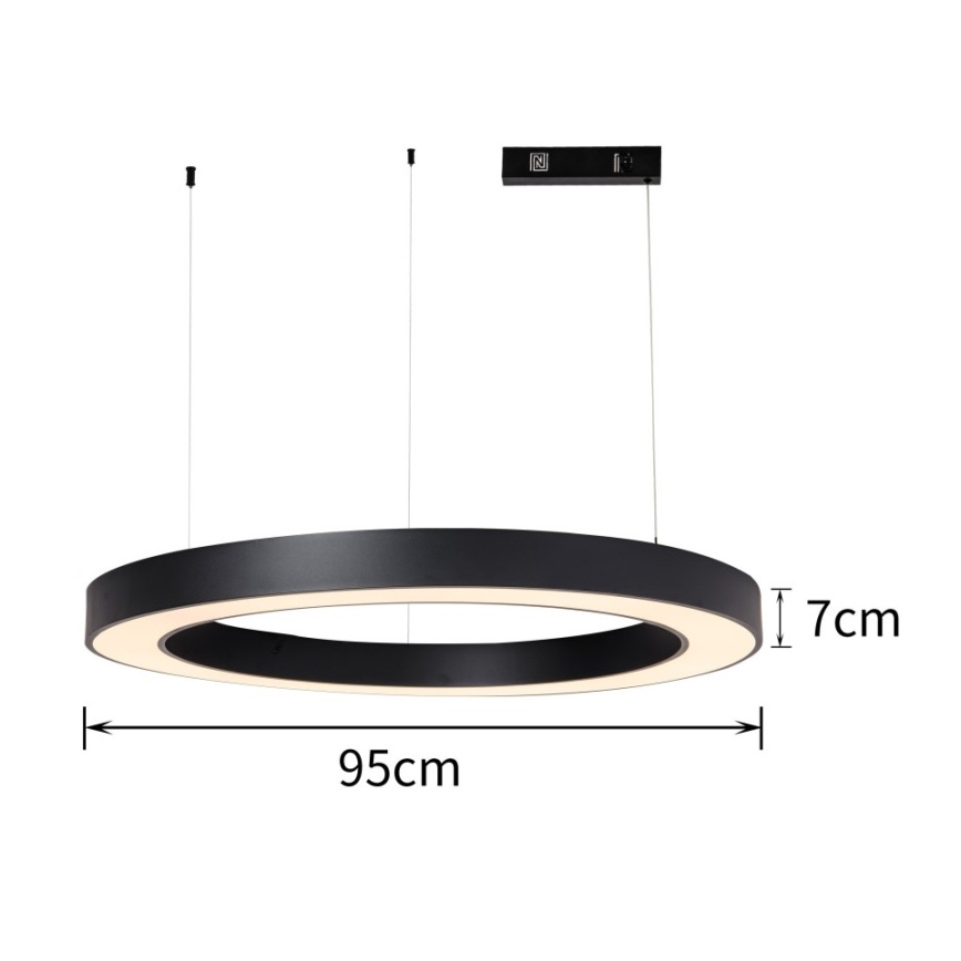 Immax NEO 07211L - LED ljusreglerad ljuskrona på textilsladd PASTEL LED/68W/230V 2700-6500K Tuya svart + fjärrkontroll