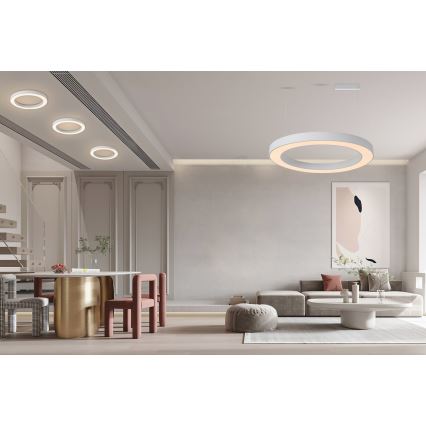 Immax NEO 07214L - LED ljusreglerad ljuskrona på textilsladd PASTEL LED/68W/230V 2700-6500K vit 95 cm Tuya + fjärrkontroll