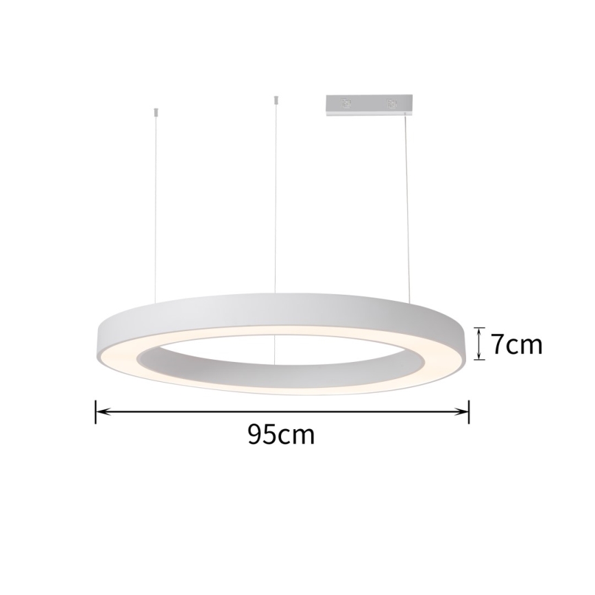 Immax NEO 07214L - LED ljusreglerad ljuskrona på textilsladd PASTEL LED/68W/230V 2700-6500K vit 95 cm Tuya + fjärrkontroll