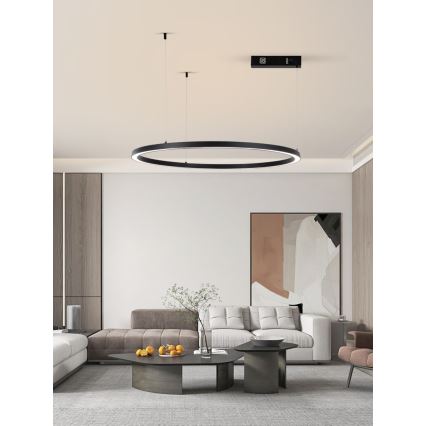 Immax NEO 07215L - LED ljusreglerad ljuskrona på textilsladd FINO LED/60W/230V 80 cm svart Tuya + fjärrkontroll
