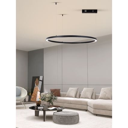 Immax NEO 07215L - LED ljusreglerad ljuskrona på textilsladd FINO LED/60W/230V 80 cm svart Tuya + fjärrkontroll