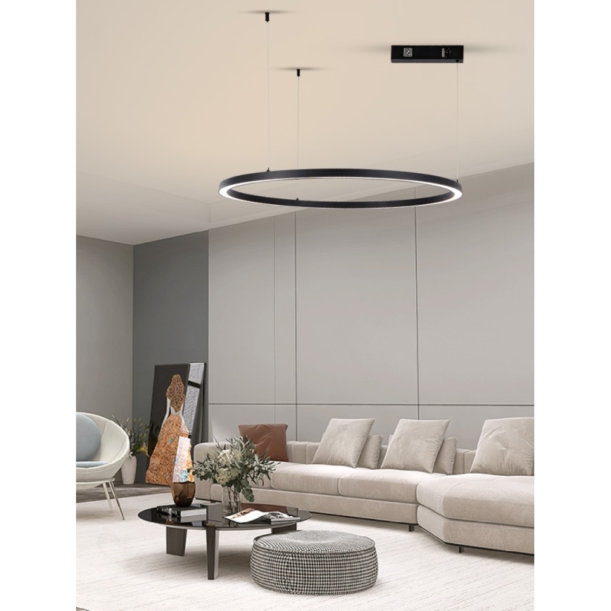 Immax NEO 07215L - LED ljusreglerad ljuskrona på textilsladd FINO LED/60W/230V 80 cm svart Tuya + fjärrkontroll
