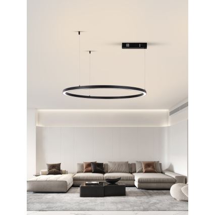 Immax NEO 07215L - LED ljusreglerad ljuskrona på textilsladd FINO LED/60W/230V 80 cm svart Tuya + fjärrkontroll