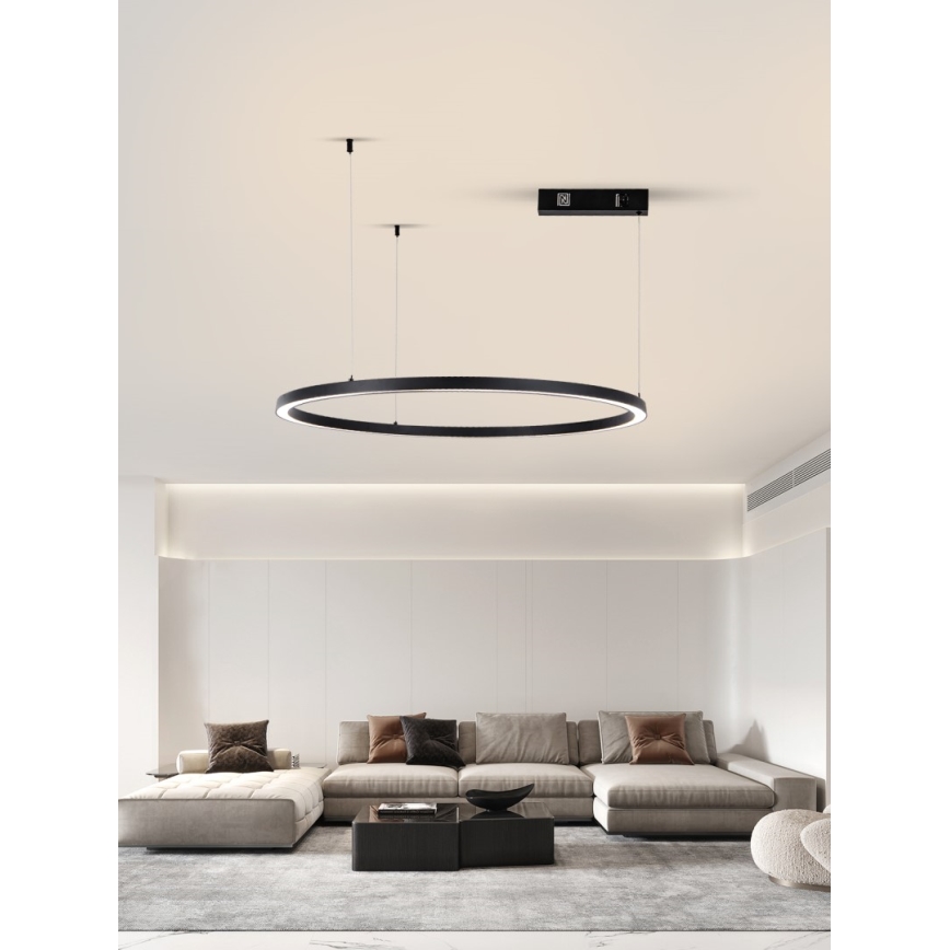 Immax NEO 07215L - LED ljusreglerad ljuskrona på textilsladd FINO LED/60W/230V 80 cm svart Tuya + fjärrkontroll