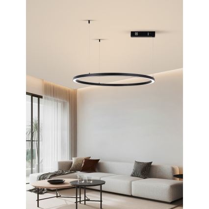 Immax NEO 07215L - LED ljusreglerad ljuskrona på textilsladd FINO LED/60W/230V 80 cm svart Tuya + fjärrkontroll