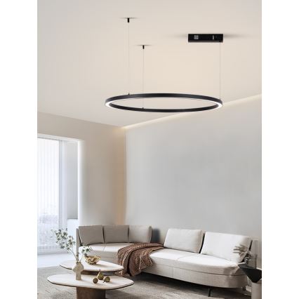 Immax NEO 07215L - LED ljusreglerad ljuskrona på textilsladd FINO LED/60W/230V 80 cm svart Tuya + fjärrkontroll