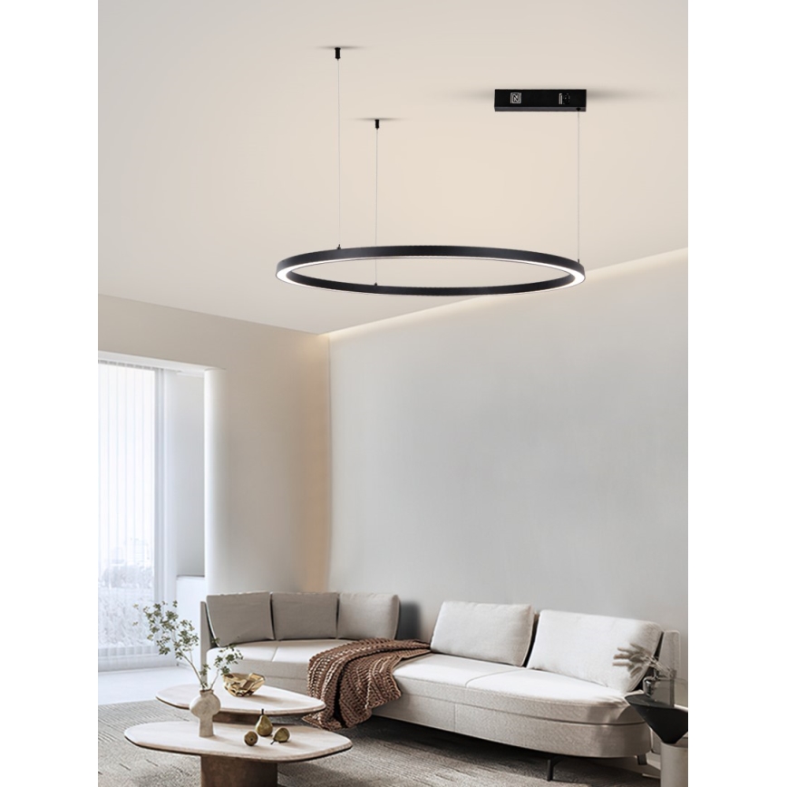 Immax NEO 07215L - LED ljusreglerad ljuskrona på textilsladd FINO LED/60W/230V 80 cm svart Tuya + fjärrkontroll