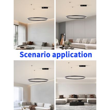 Immax NEO 07215L - LED ljusreglerad ljuskrona på textilsladd FINO LED/60W/230V 80 cm svart Tuya + fjärrkontroll