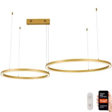 Immax NEO 07218L - LED ljusreglerad ljuskrona på textilsladd FINO LED/93W/230V 60/80cm guld Tuya + fjärrkontroll