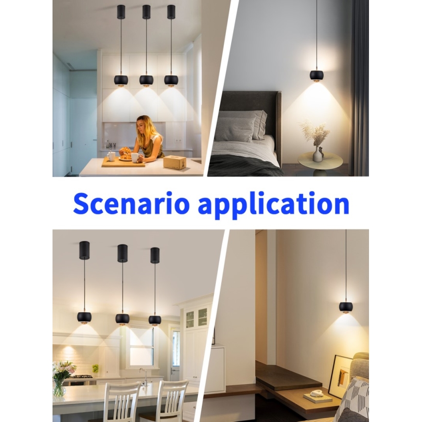 Immax NEO 07219L - LED ljusreglerad ljuskrona på textilsladd DORMINE LED/6W/230V matt svart Tuya + fjärrkontroll