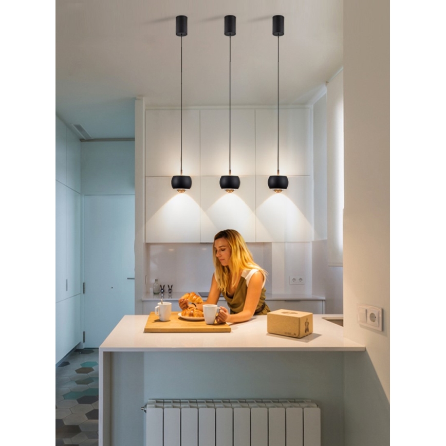 Immax NEO 07219L - LED ljusreglerad ljuskrona på textilsladd DORMINE LED/6W/230V matt svart Tuya + fjärrkontroll
