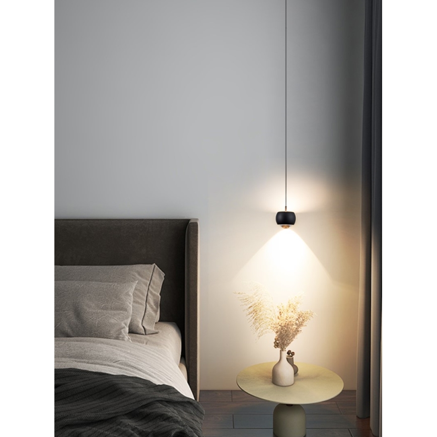 Immax NEO 07219L - LED ljusreglerad ljuskrona på textilsladd DORMINE LED/6W/230V matt svart Tuya + fjärrkontroll