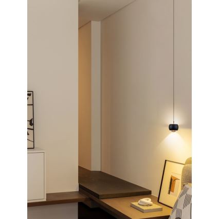 Immax NEO 07219L - LED ljusreglerad ljuskrona på textilsladd DORMINE LED/6W/230V matt svart Tuya + fjärrkontroll