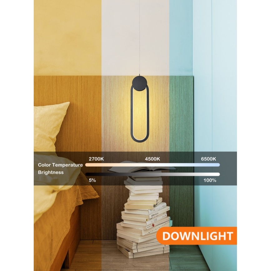 Immax NEO 07232L - LED ljusreglerad ljuskrona på textilsladd NEO LITE OVALE LED/22W/230V 2700-6500K Wi-Fi Tuya + fjärrkontroll