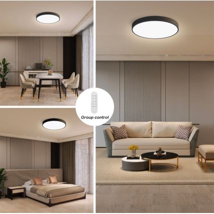 Immax NEO 07248L - LED Dimbar taklampa NEO LITE SEMPLICI LED/36W/230V 3000-6000K Wi-Fi Tuya svart + fjärrkontroll