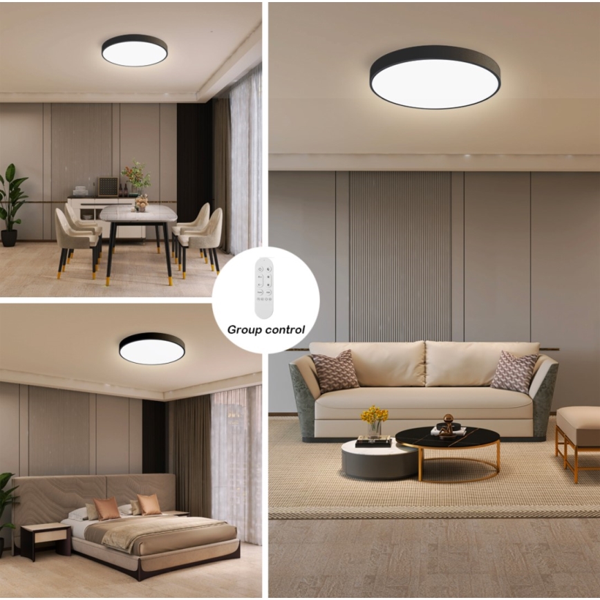 Immax NEO 07248L - LED Dimbar taklampa NEO LITE SEMPLICI LED/36W/230V 3000-6000K Wi-Fi Tuya svart + fjärrkontroll