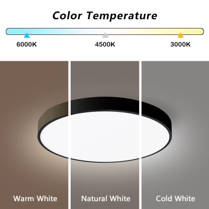 Immax NEO 07248L - LED Dimbar taklampa NEO LITE SEMPLICI LED/36W/230V 3000-6000K Wi-Fi Tuya svart + fjärrkontroll